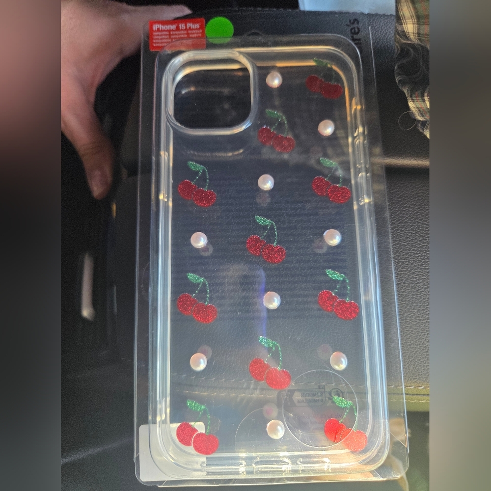 iPhone 15 Plus Phone Case | Cherry & Pearl Design | NWT
